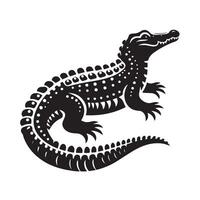 Intricate Silhouette of a Crocodile with Sun Symbol vector