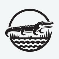 Striking Silhouette of a Crocodile in a Wetland Setting vector
