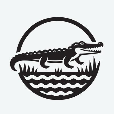 Striking Silhouette of a Crocodile in a Wetland Setting