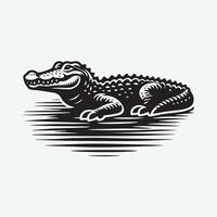 A bold, stylized silhouette of a crocodile, seemingly in motion or poised for attack. vector