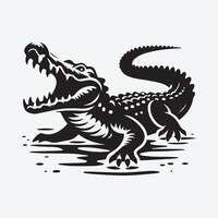 Bold Silhouette of a Crocodile in a Circular Design vector