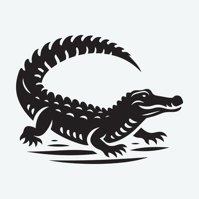 Intricate Black and White Alligator Tattoo Design