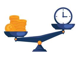 Concept of Time and Money Time is More Valuable on Scales vector