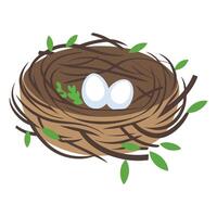Bird Nest with Eggs Inside vector