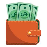 Wallet with Dollar Notes Flat Illustration vector