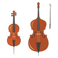 Set of Classical Orchestral Stringed Bowed Instruments Violin, Viola, Cello vector