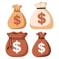 Money Flat Icon Set Isolated on White Background vector