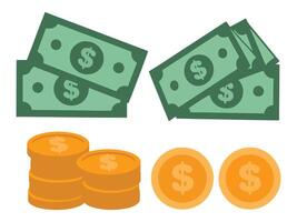 Flat Money Icons Set Isolated on White Background vector