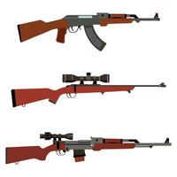 Set of Various Small Arms on White Background vector