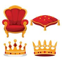 Monarchy Attributes Orb, Wreath, Trumpet, Throne, Scepter, Crown vector