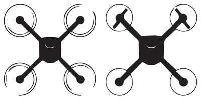 Drone Icons Silhouettes on White Background vector
