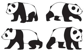 Cute Panda Illustrations on Colorful Backgrounds vector