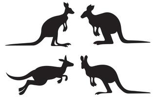 Set of Kangaroo Silhouette Illustrations vector