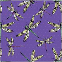 Hand-Drawn Dragonflies Seamless Pattern Colorful and Fun vector
