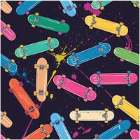 Neon Penny Board Seamless Pattern Fun and Colorful Design vector