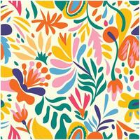 Seamless Tropical Pattern with Sun, Palm Trees and Leaves vector