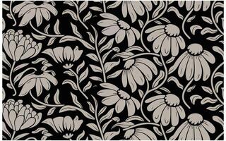 Abstract Flower Seamless Pattern with Brush Strokes vector