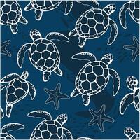 Seamless Pattern with Sea Turtles Underwater Life vector