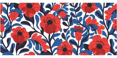 Matisse Style Flower Seamless Pattern vector