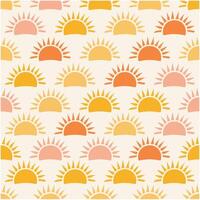 Seamless Pattern with Cute Colorful Suns vector