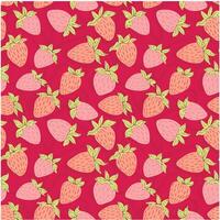 Seamless Strawberry and Leaves Pattern Flat Style Design vector