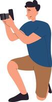 Professional Photographer Character with Cartoon Design vector