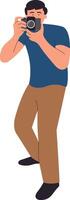 Professional Photographer Character on White Background. vector
