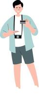 Traveler People Character on White Background. vector