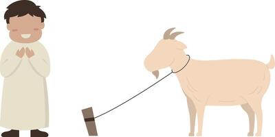 Eid Al Adha Mubarak Character with Goat. vector