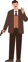 Detective Activity Character on White Background. vector