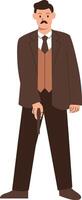 Detective Activity Character in Cartoon Design. vector