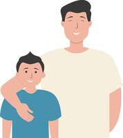 Father and Son Character wiith Cartoon Design. vector
