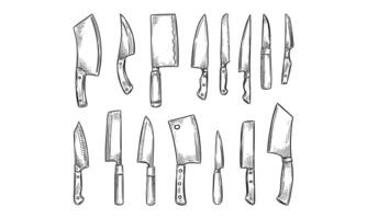 knife sharp handdrawn collection vector