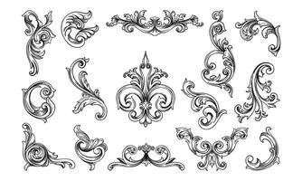 baroque frame borders handdrawn collection vector