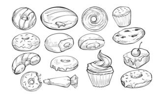 Handdrawn Donut Collection vector