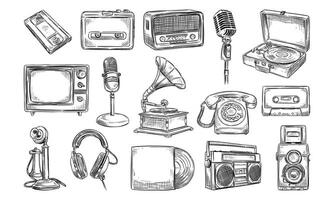 Handdrawn Retro Media Collection vector