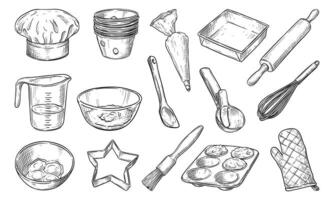 Handdrawn Baking Tools Collection vector