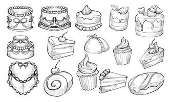 cake bakery handdrawn collection vector