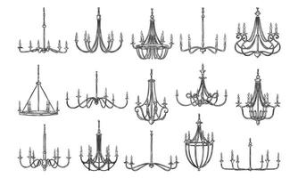 Luxurious Chandelier Handdrawn Collection vector