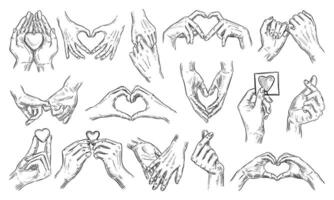Heart Hand Gesture Handdrawn Collection vector