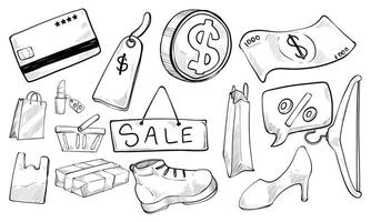 shopping handdrawn collection vector