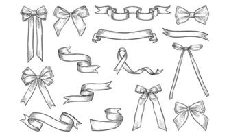 ribbons and bows handdrawn collection vector