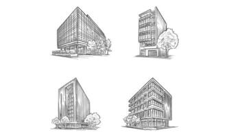 office building handdrawn collection vector
