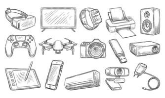technological device handdrawn collection vector