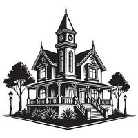 Victorian House Silhouette Illustration for Architecture Design vector