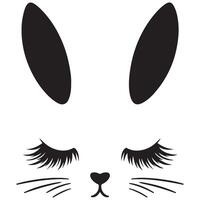 Silhouette Beautiful Bunny Face with Long Eyelashes Graphic vector