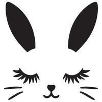 Cute Bunny Face with Lashes Minimalist Art Design vector