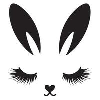 Cute Rabbit Face Silhouette with Lashes Art for Easter Designs vector