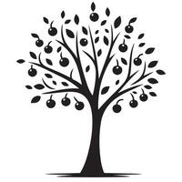 Fruit tree silhouette illustration for autumn or harvest theme design vector