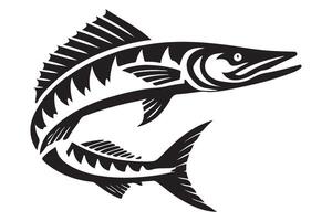 Barracuda Silhouette Illustration Fierce Fish Marine Life Design vector
